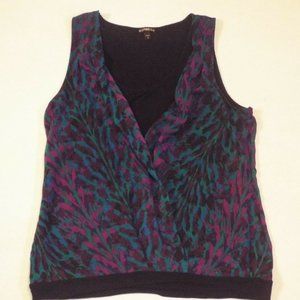 Express Peacock Black Purple Sleeveless Blouse